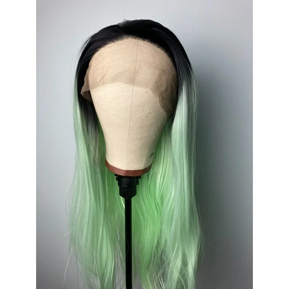 Black Rooted Green Wigs Lace Wig